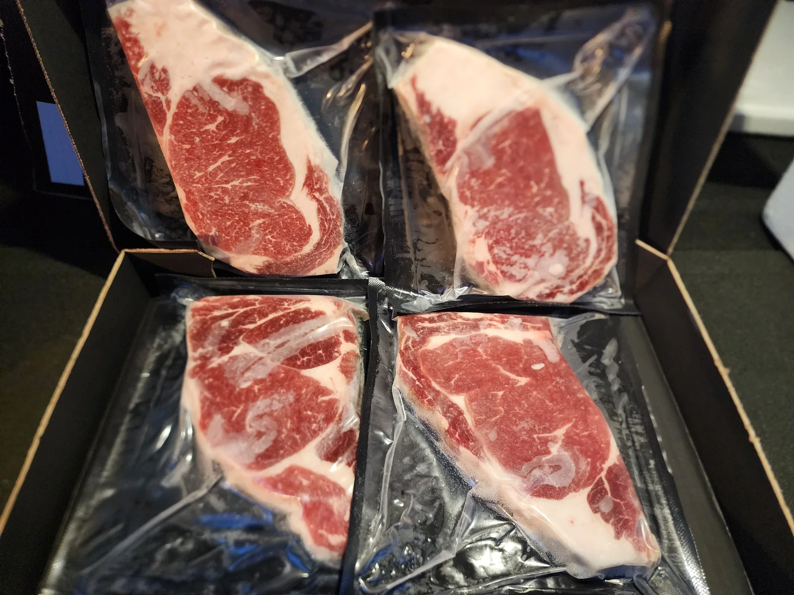 Vacuum-sealed Ribeye steaks