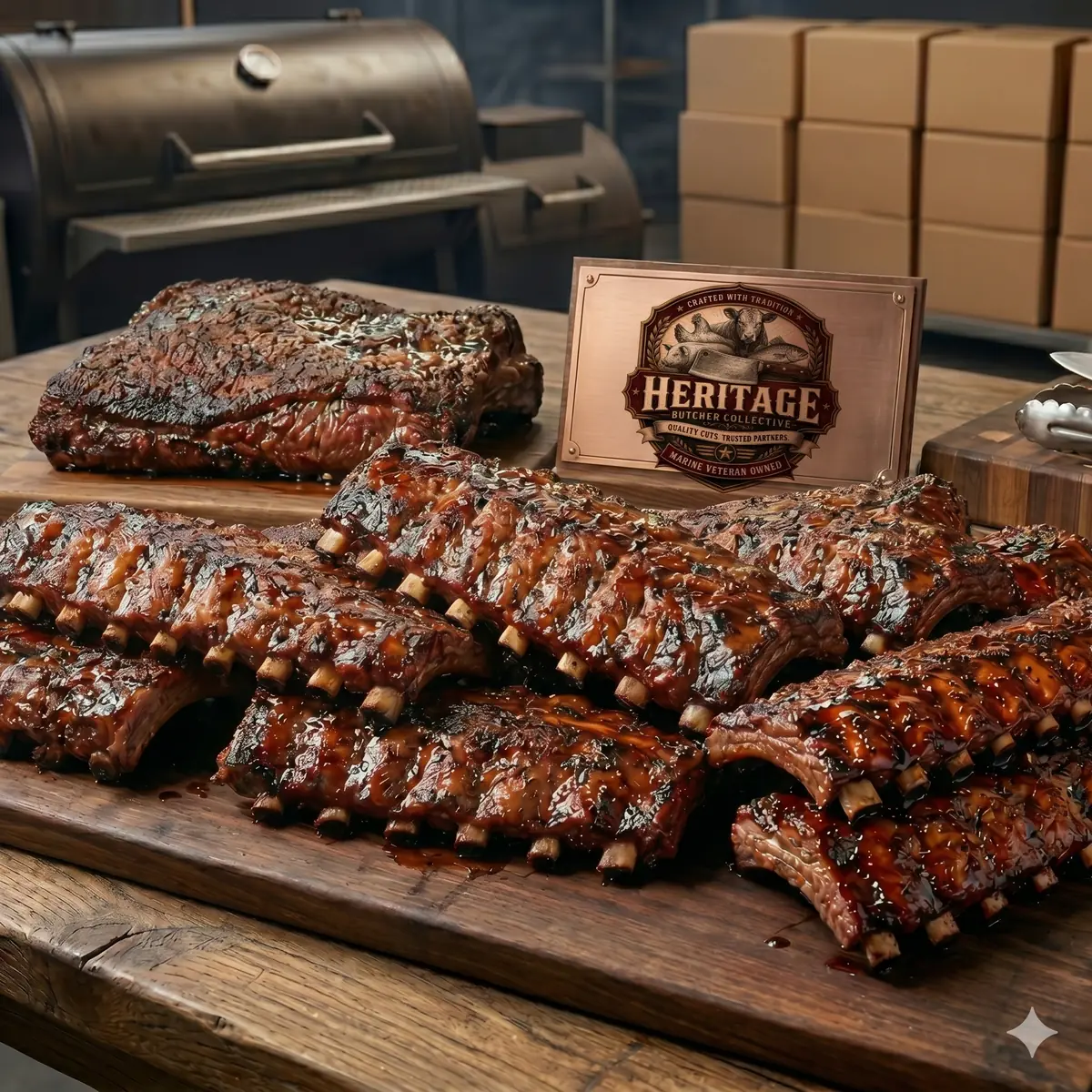 Wholesale and event meat supply with Heritage Butcher Collective branded box